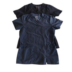 Barco One Wellness Scrub Tops Lot Of 2 Black‎ Blue Polyester/Spandex Womens XS
